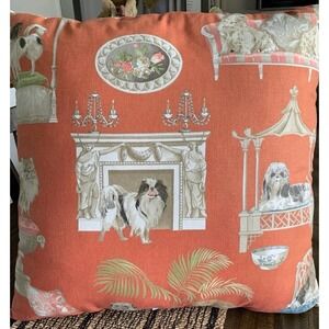 Canaan Co.  Designer Dog Shih Tzu Pappillion Regency Pillow Orange USA 24" X 24"